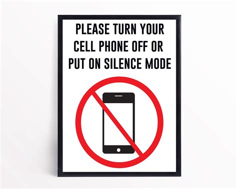 Printable No Cell Phones Allowed Sign, No Cell Phone Sign, No Cell Phone Use Sign, No Cell Phone ...