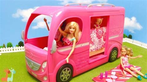 New Mattel Barbie Pop Up Popup Camper 3 Levels Pink RV Bus Home Van Truck Set 793945683772 | eBay