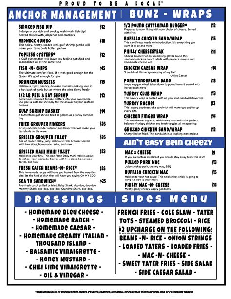 Rusty's Raw Bar & Grill - Food Menu