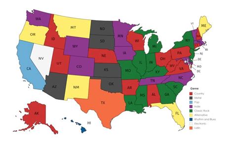 This Map Shows the Most Popular Music Genres By State | Most popular ...