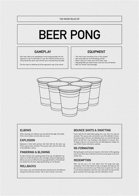 an info sheet with instructions for beer pong