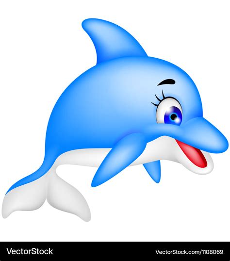 Funny dolphin cartoon Royalty Free Vector Image