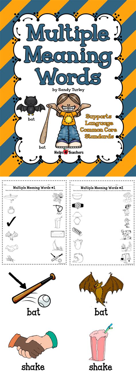 $ This packet includes: - Two Multiple Meaning Words Activity ...