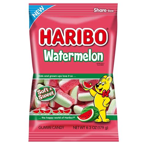 HARIBO Watermelon gummi candy, Pack of 1 6.3oz Peg Bag - Walmart.com