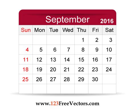 Free Vector 2016 Calendar September by 123freevectors on DeviantArt