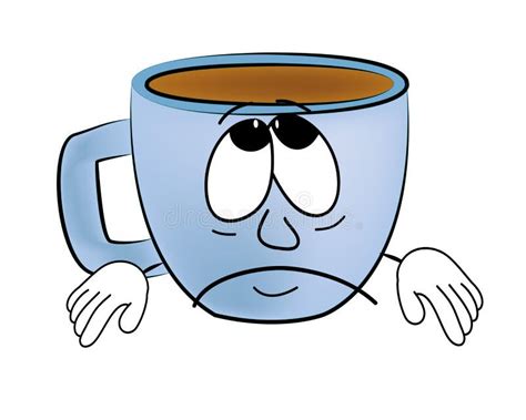 Sad Cup of coffee cartoon stock illustration. Image of cappuccino - 43151338