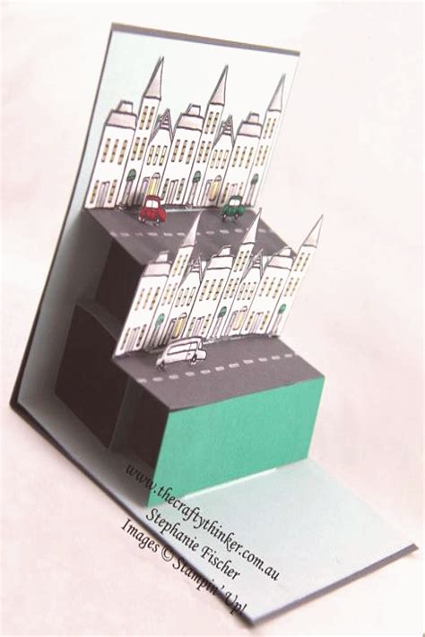 au 3D card Double Pop Up card In The City Stampin Up | Pop up cards, Pop up, Pop up art