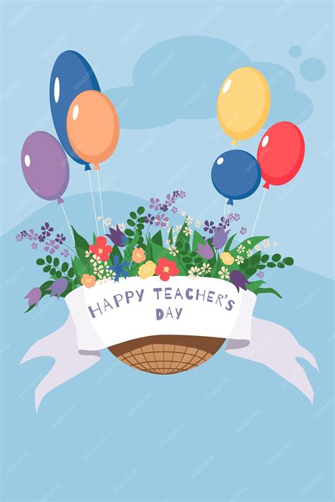 Premium Vector | A poster for a teacher's day with balloons and a ...