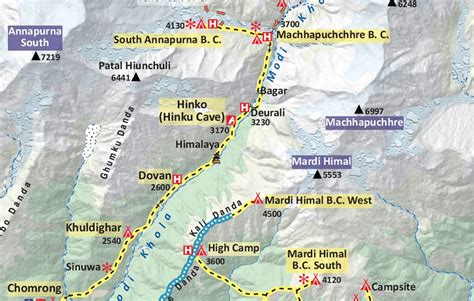 Annapurna Base Camp Trek Map. ABC Trek Map