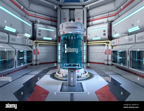 3D rendering of a science fiction laboratory interior Stock Photo - Alamy