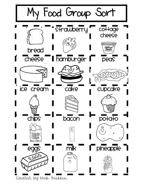 Food Groups Worksheets For Grade 5