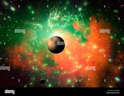 far-out planets in a space against stars Stock Photo - Alamy