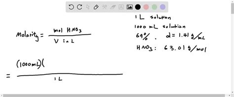 SOLVED: calculate the concentration of nitric acid in moles per litre ...