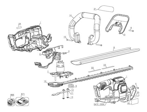 Buy Dewalt DCHT820P1 Type-1 Hedge Trimmer Replacement Tool Parts | Dewalt DCHT820P1 Type-1 Diagram