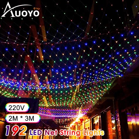 Auoyo Led Curtain Net String Christmas Lights Outdoor LED Net Mesh Fairy Light Garland Window ...