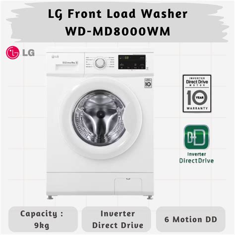 LG Front Load Washer 8KG WD-MD8000WM with 6 Motion DD, Inverter Direct ...