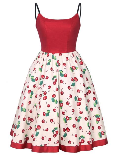 Cherry Print 50s Slip Dress | Cherry dress, Cherry print dress, Cozy dress outfit