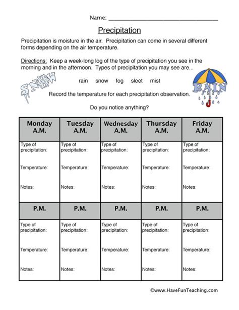 Precipitation Research Worksheet - Have Fun Teaching