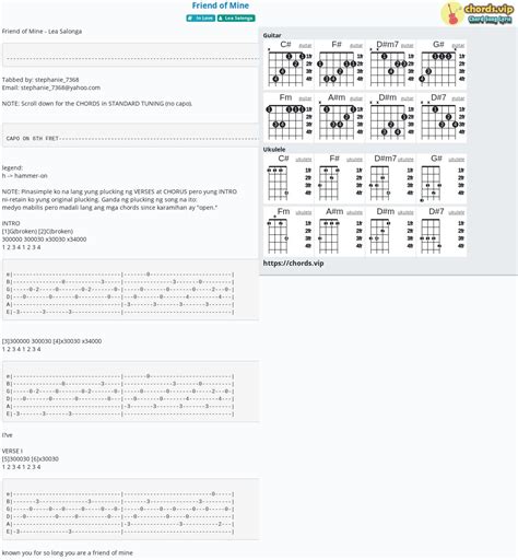 Chord: Friend of Mine - Lea Salonga - tab, song lyric, sheet, guitar ...