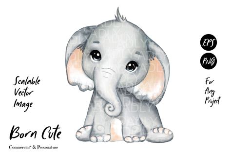 Cute Baby Girl Elephant Clip Art