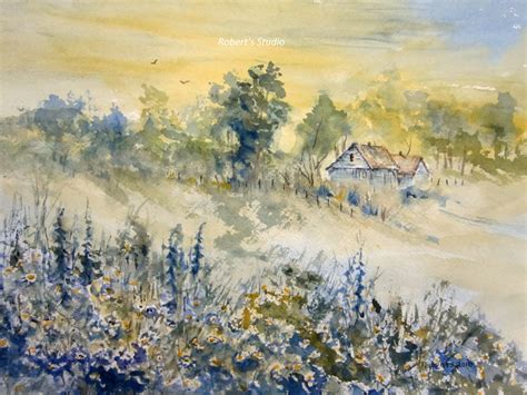 Watercolor Landscape archival print country landscape