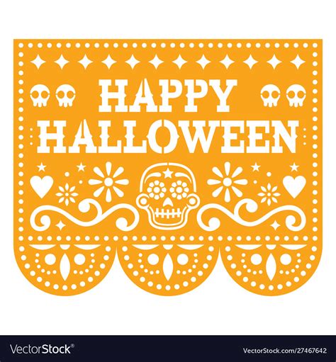 Happy halloween papel picado design with skulls Vector Image