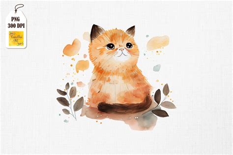 Cute Watercolor Cat Art Graphic by Camellia Art · Creative Fabrica