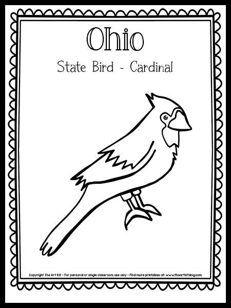 Ohio State Bird Coloring Page (The Cardinal!) {FREE Printable!} - The Art Kit