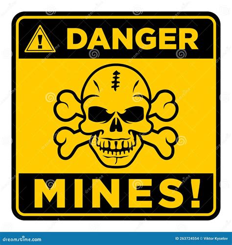 Danger Mines Sign. Vector Illustration Land Mines Icon Inside. Caution ...