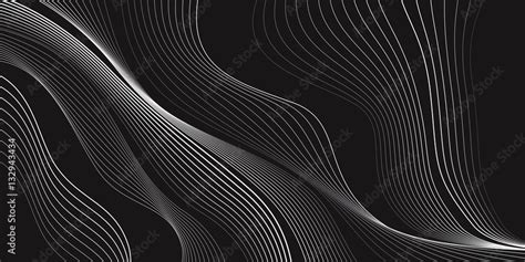 Black and white background, waves of lines, abstract wallpaper, vector ...