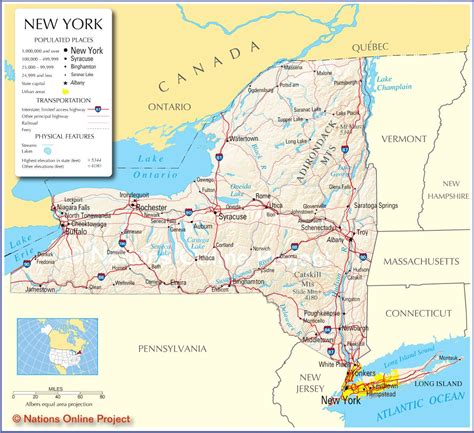 Map of New York | Map of new york, York map, New york state