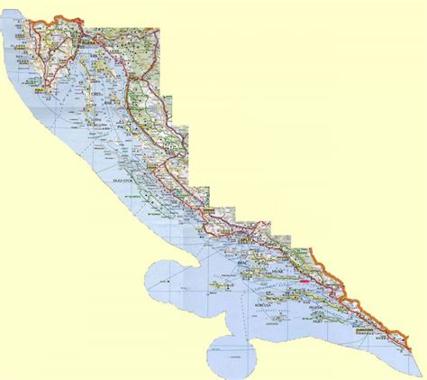 Map of croatia coast - Map of croatian coast and islands (Southern Europe - Europe)