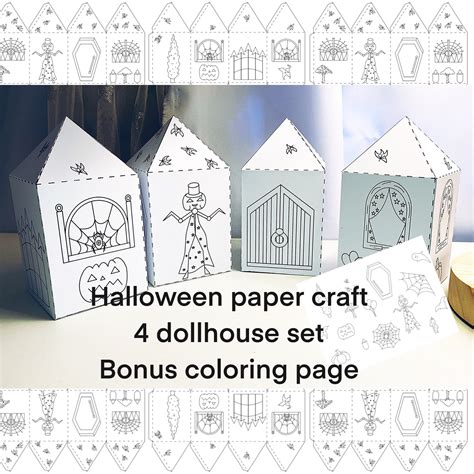 Halloween DIY Papercraft. Bonus Coloring Page. Haunted House. Halloween. Dollhouse Origami ...