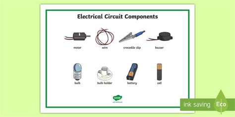 Year 4 Circuit Components Word Mat - science, electricity, KS2