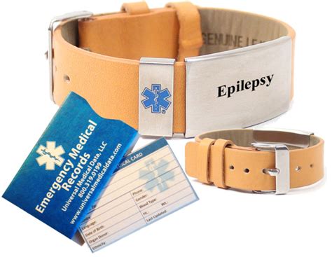 Pre-engraved “EPILEPSY” TAN LEATHER Medical Alert Bracelet. Choose From a Variety of Colors ...