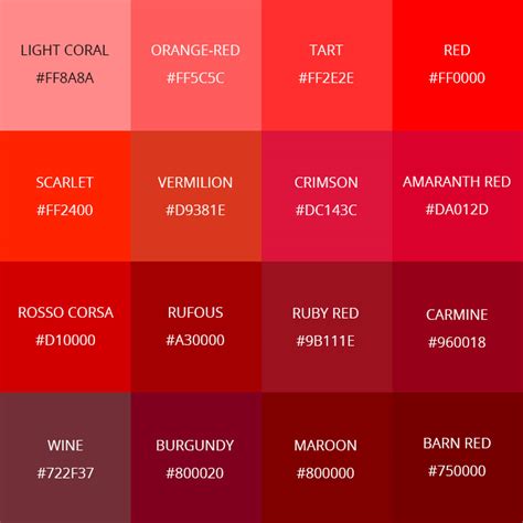 99 Shades of Red Color with Names, HEX, RGB, & CMYK • Colors Explained