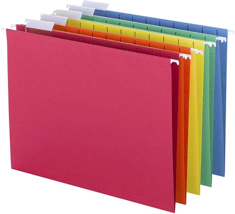 Smead Colored Hanging File Folder with Tab, 1/5-Cut Adjustable Tab, Letter Size, Assorted ...