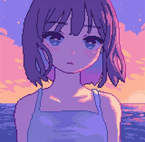 #PixelGirl #Sunset | Arte em pixels, Arte vermelha, Animes wallpapers