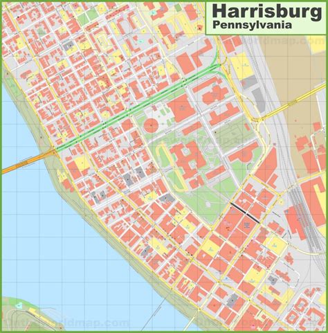 Harrisburg downtown map - Ontheworldmap.com