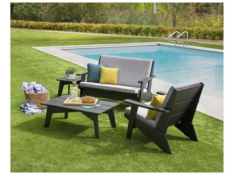 POLYWOOD® Riviera Recycled Plastic 4 Piece Outdoor Lounge Set | PWPWS5542