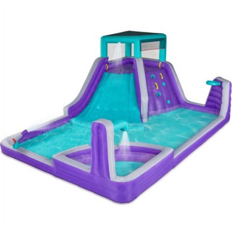 Sunny & Fun Four Corner Inflatable Water Slide Park with Climbing Wall ...