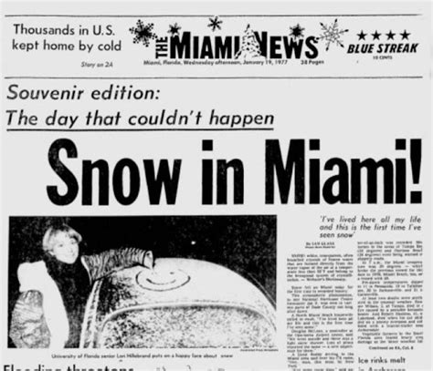 January 19, 1977: Snow Fell in Miami for the First Time in the Recorded History of the City ...