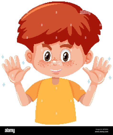 Healthy boy with clean hands illustration Stock Vector Image & Art - Alamy