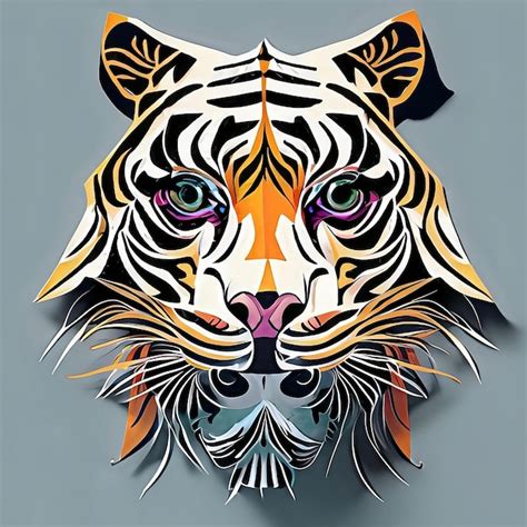 Premium AI Image | A tiger face with a tiger on it's face.