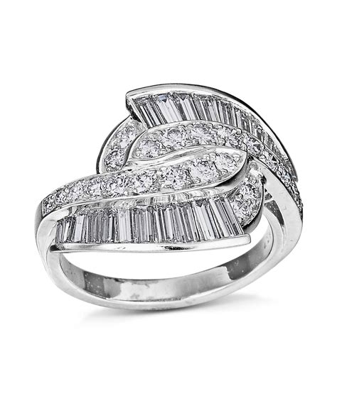 Baguette Diamond and Round Diamond Platinum Fashion Ring - Turgeon Raine