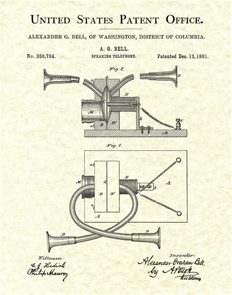 Patent 1881 Telephone Alexander Graham Bell Invention