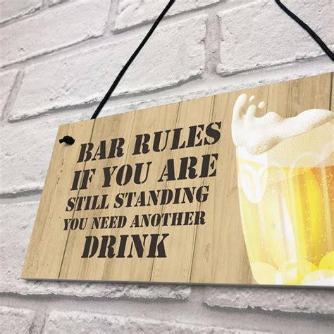 Novelty BAR RULES Sign Funny Home Bar Sign Man Cave Gifts