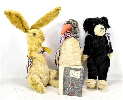 FARNELL; a large and rare early to mid-20th century set of Pip, Squeak and Wilfred plush toys ...