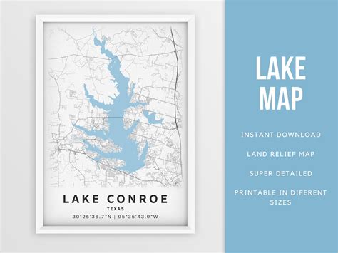 Printable Map of Lake Conroe Texas United States Instant - Etsy