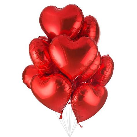 10 Red Heart Shape Foil Balloons | Send Gifts To Pakistan | Giftoo No-1 ...